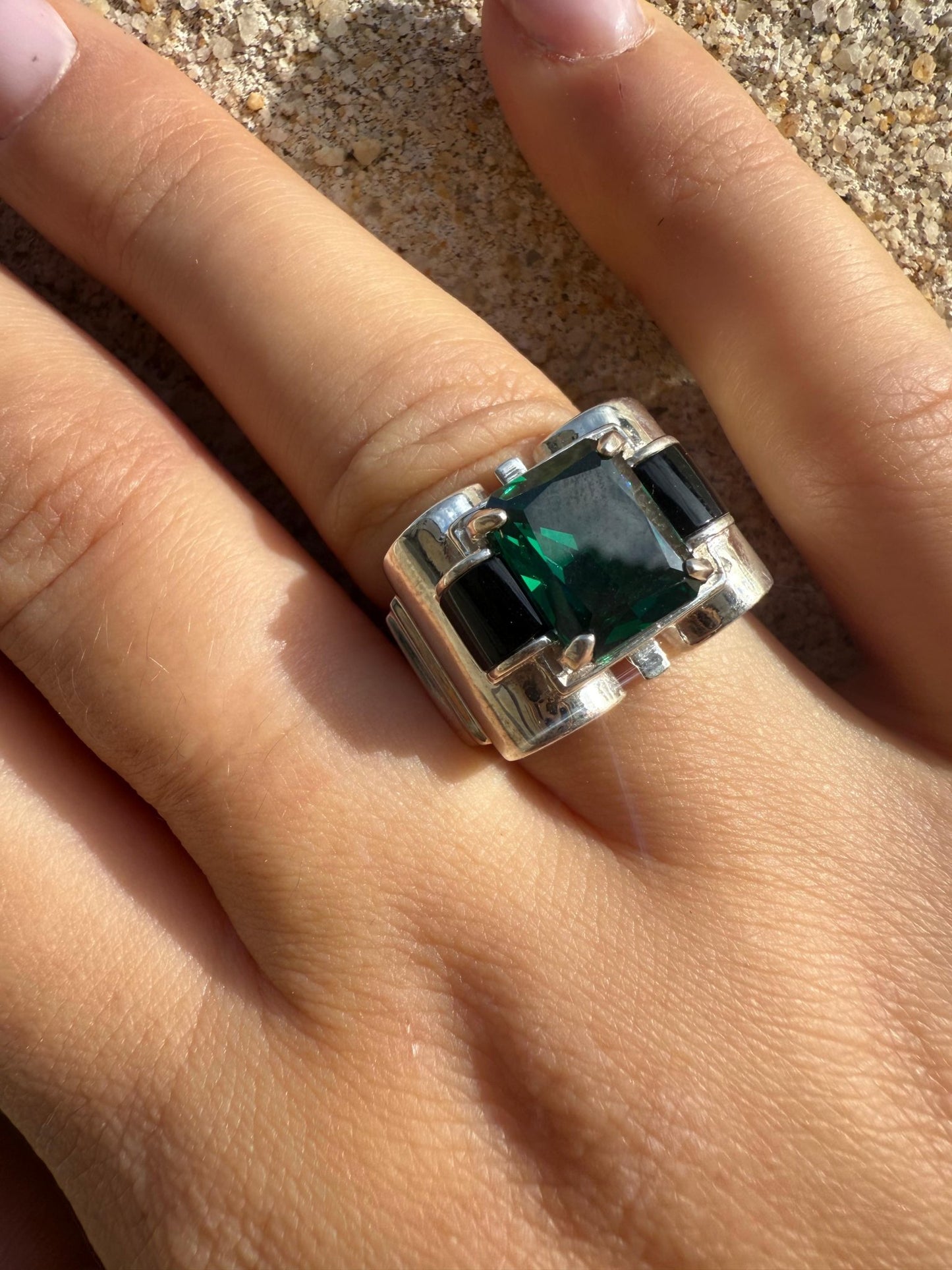Bague Tank - Zirconium vert - shop_name Lithothérapie