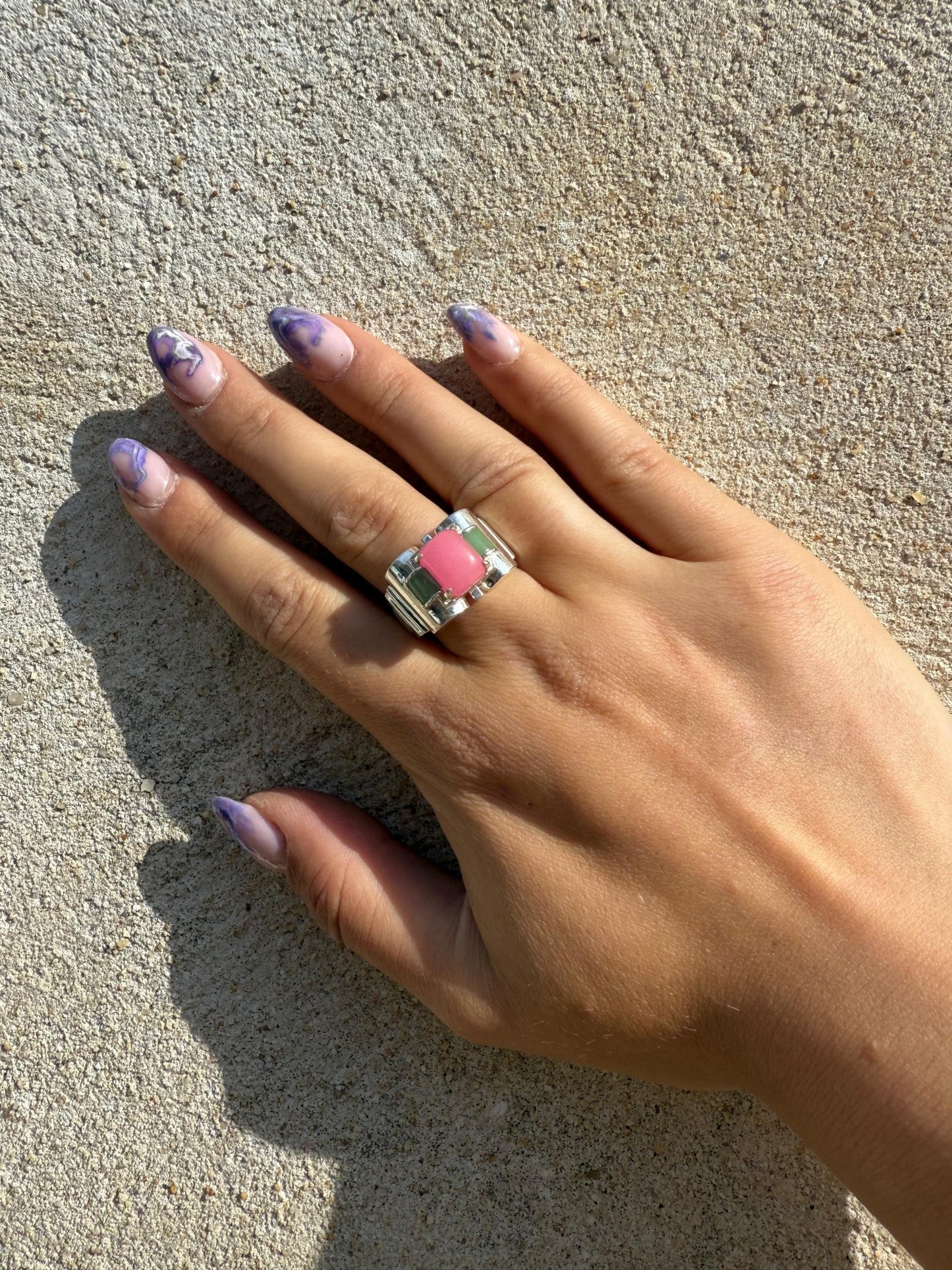 Bague Tank - Jade rose - shop_name Lithothérapie