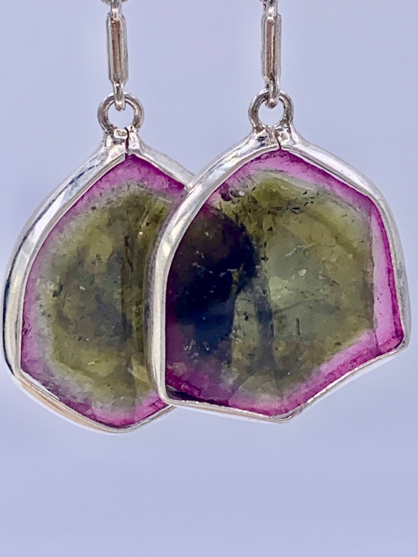 Boucles d’oreilles en argent et tourmaline melon d’eau - shop_name Lithothérapie