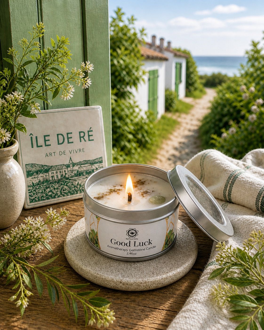 Bougie Parfumée Patchouli & Aventurine Verte – Ambiance Boisée & Apaisante - shop_name Lithothérapie