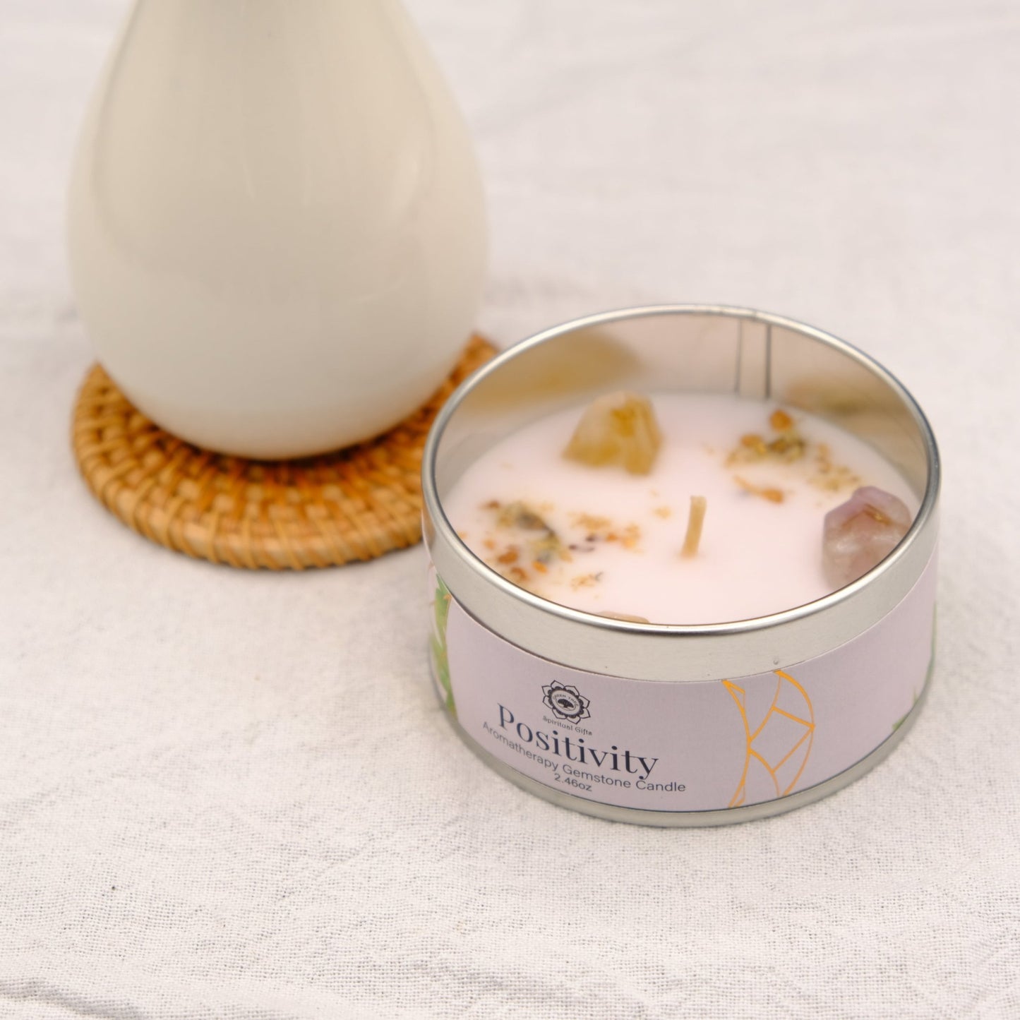 Bougie Positivité au Thé vert - shop_name Lithothérapie