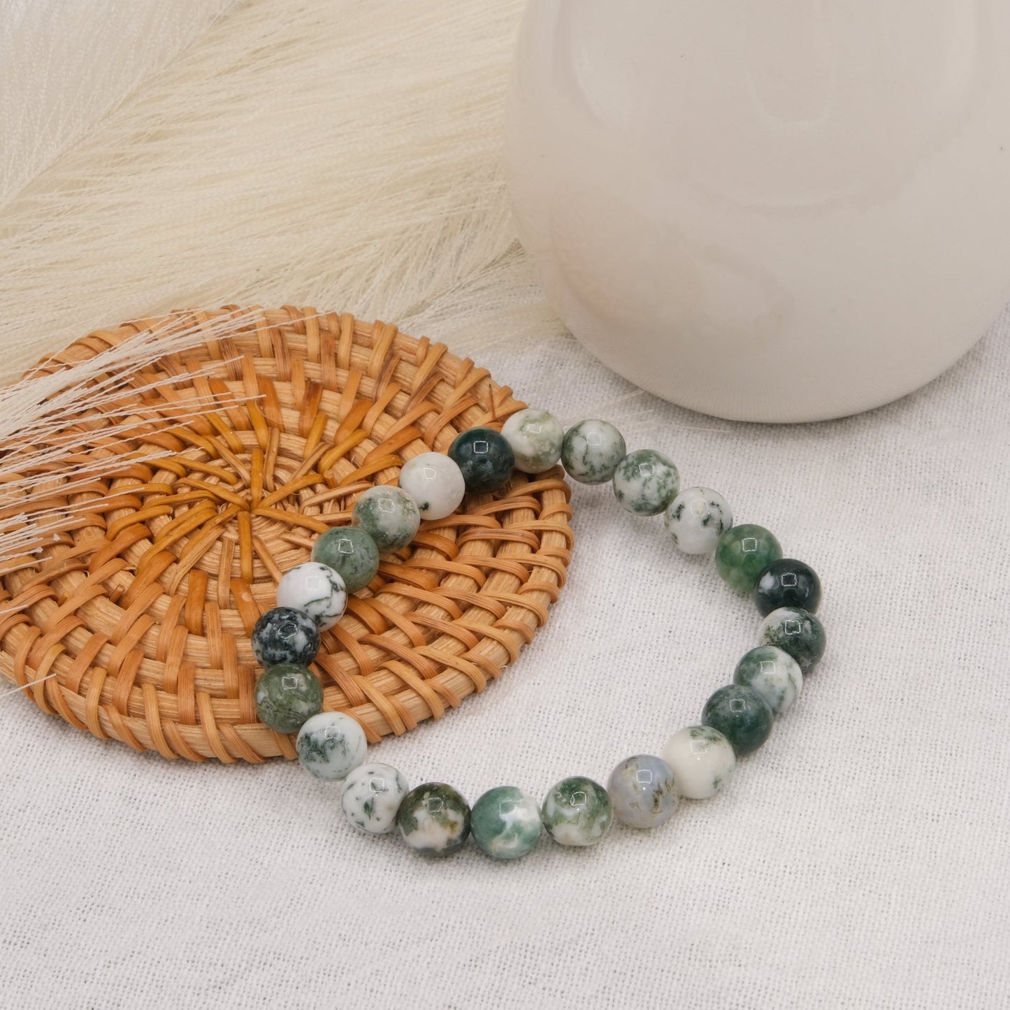 Bracelet Agate Mousse Blanche - shop_name Lithothérapie