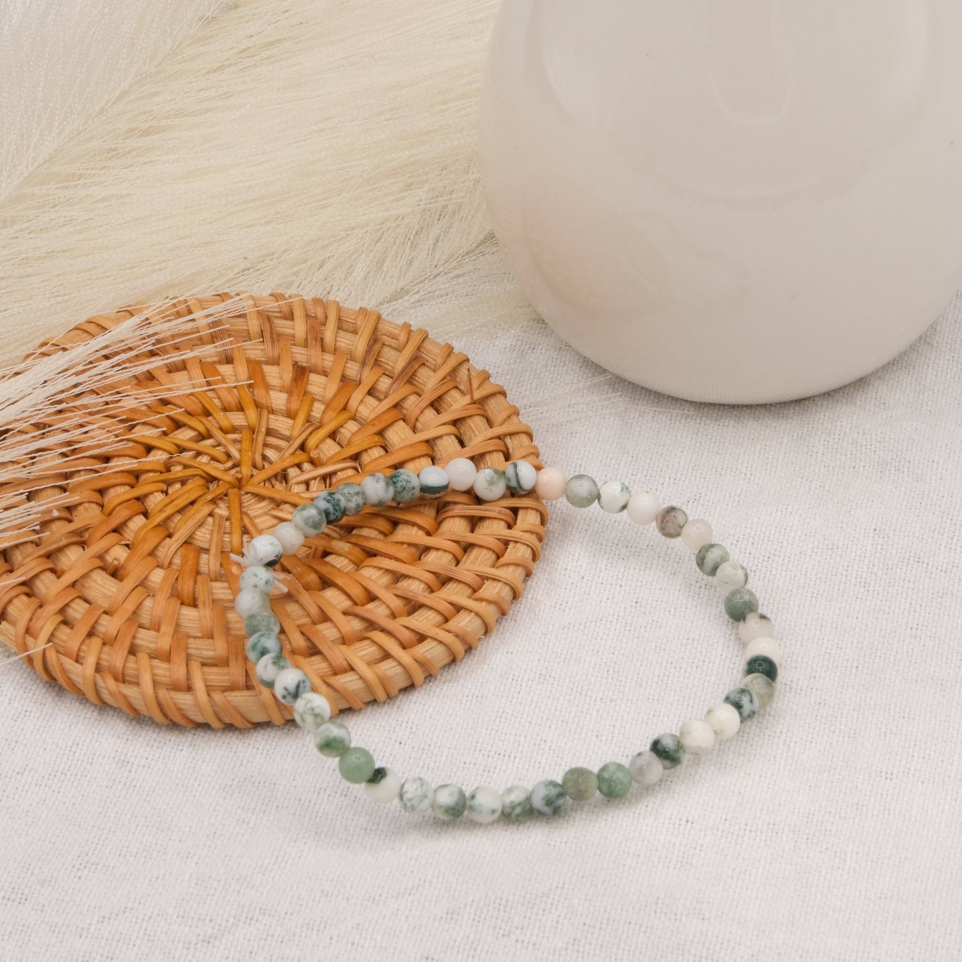 Bracelet Agate Mousse Blanche - shop_name Lithothérapie