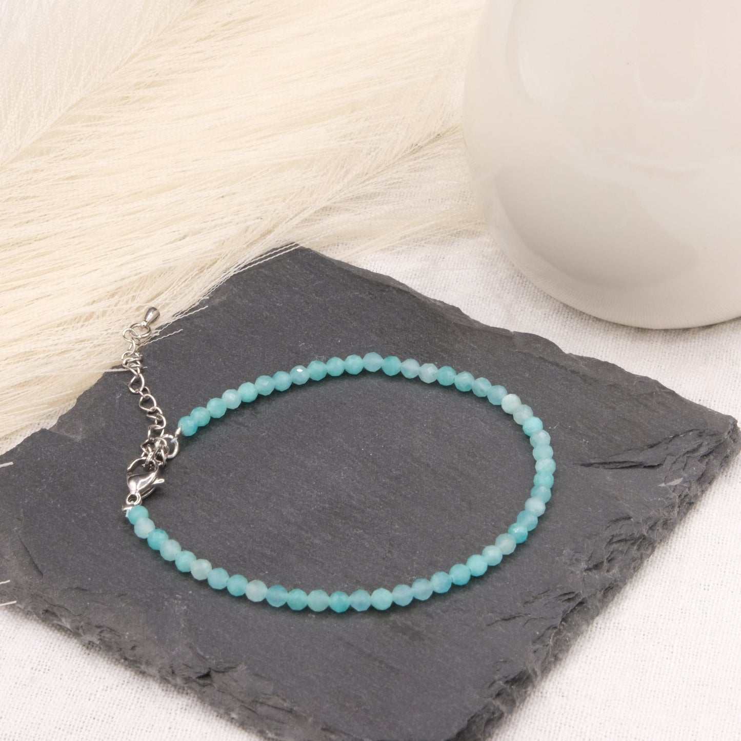Bracelet Amazonite 3mm facetté - shop_name Lithothérapie