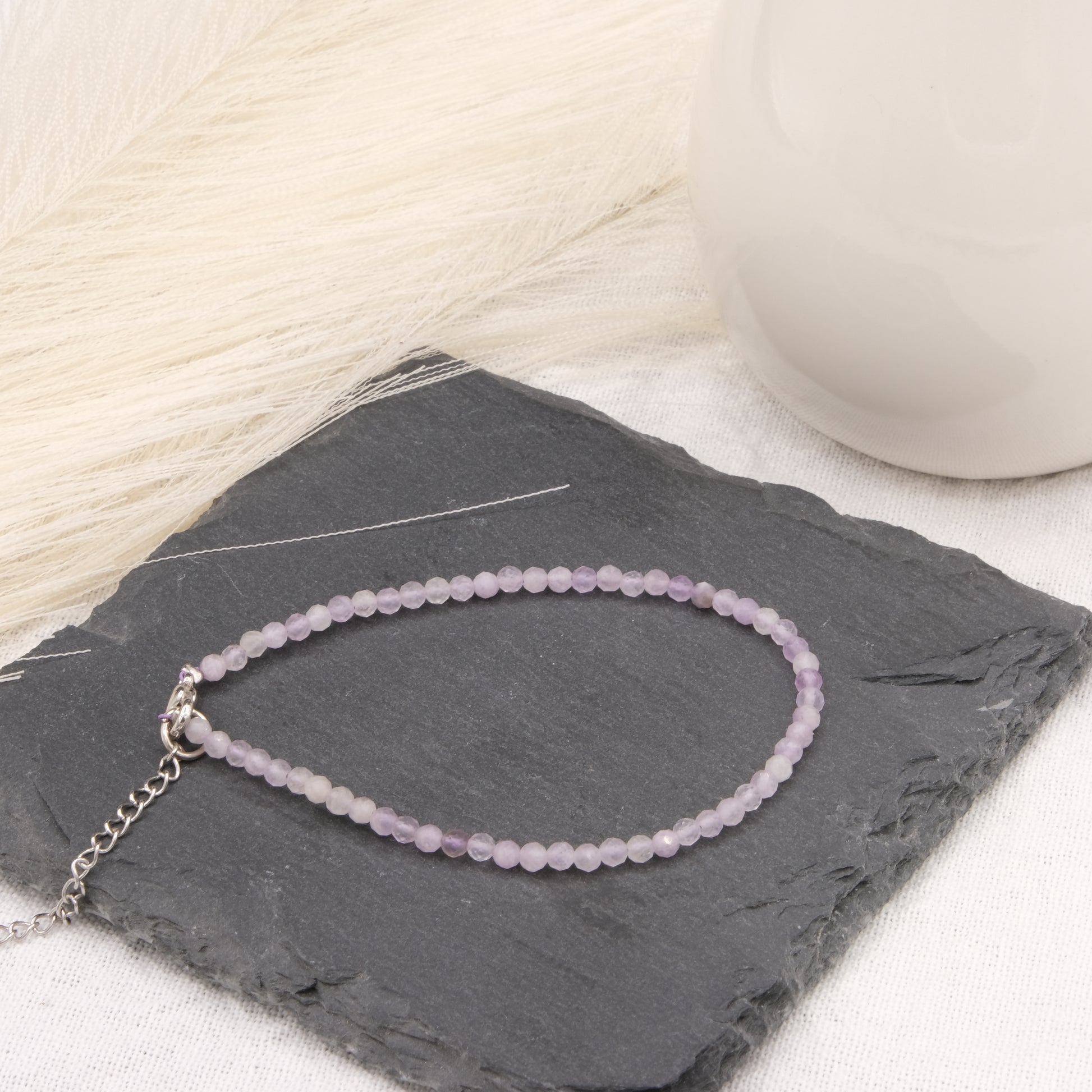 Bracelet Améthyste lavande 3mm facetté-Terre de Cristal