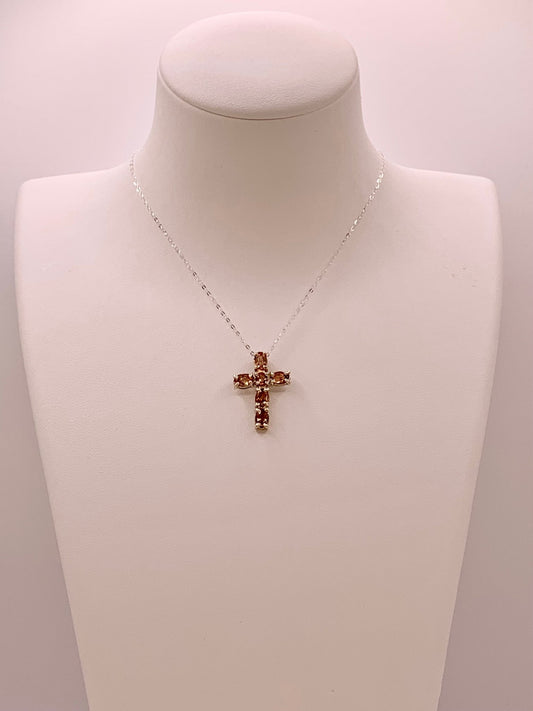 Pendentif croix en argent et andalousite - shop_name Lithothérapie