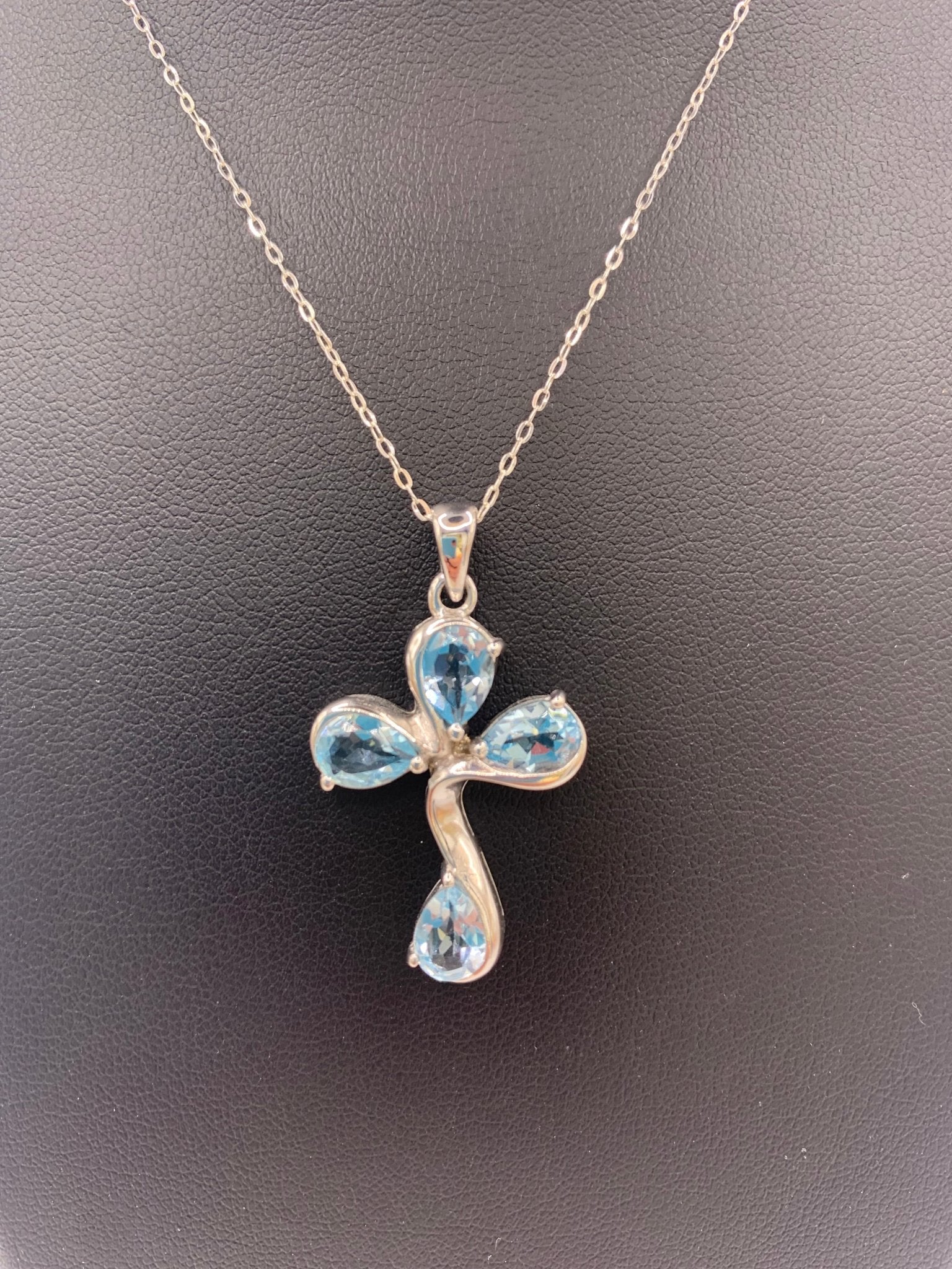 Pendentif croix en argent et topaze - shop_name Lithothérapie