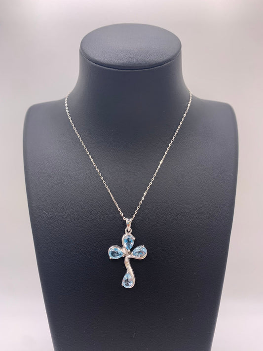 Pendentif croix en argent et topaze - shop_name Lithothérapie