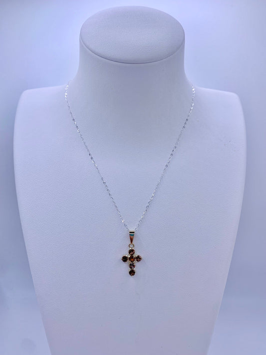 Pendentif croix en vermeil et andalousite - shop_name Lithothérapie