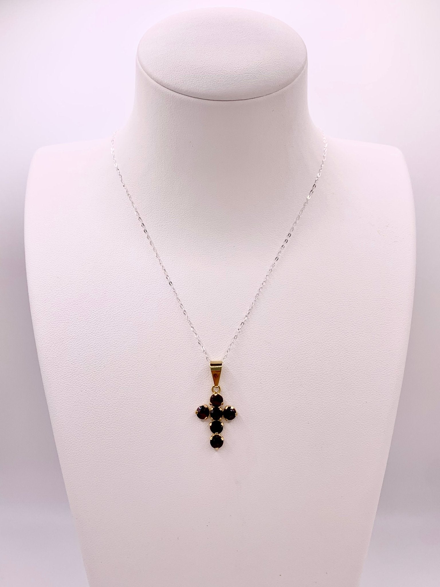 Pendentif croix en vermeil et grenat - shop_name Lithothérapie