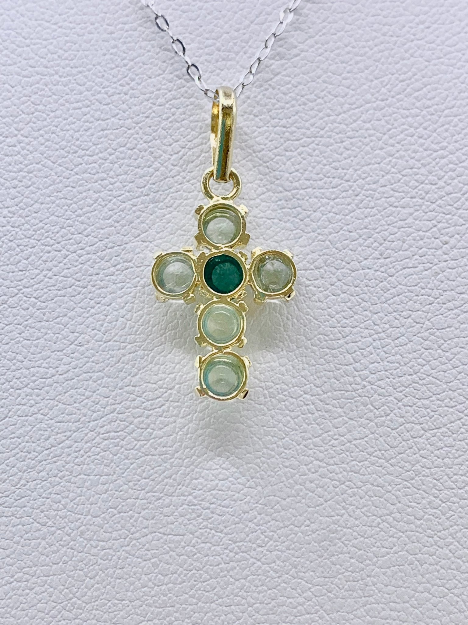 Pendentif croix en vermeil et tourmalines - shop_name Lithothérapie