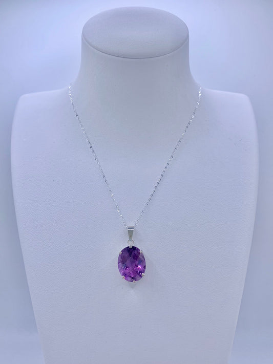 Pendentif en argent et améthyste - shop_name Lithothérapie