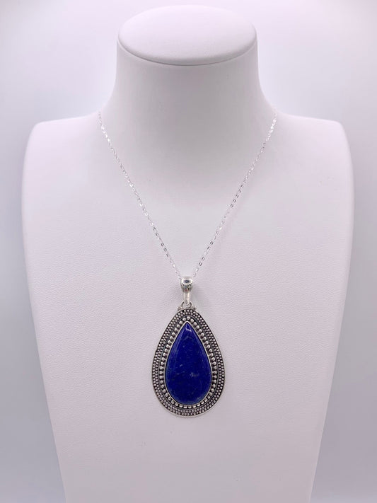 Pendentif en argent et aragonite bleue - shop_name Lithothérapie