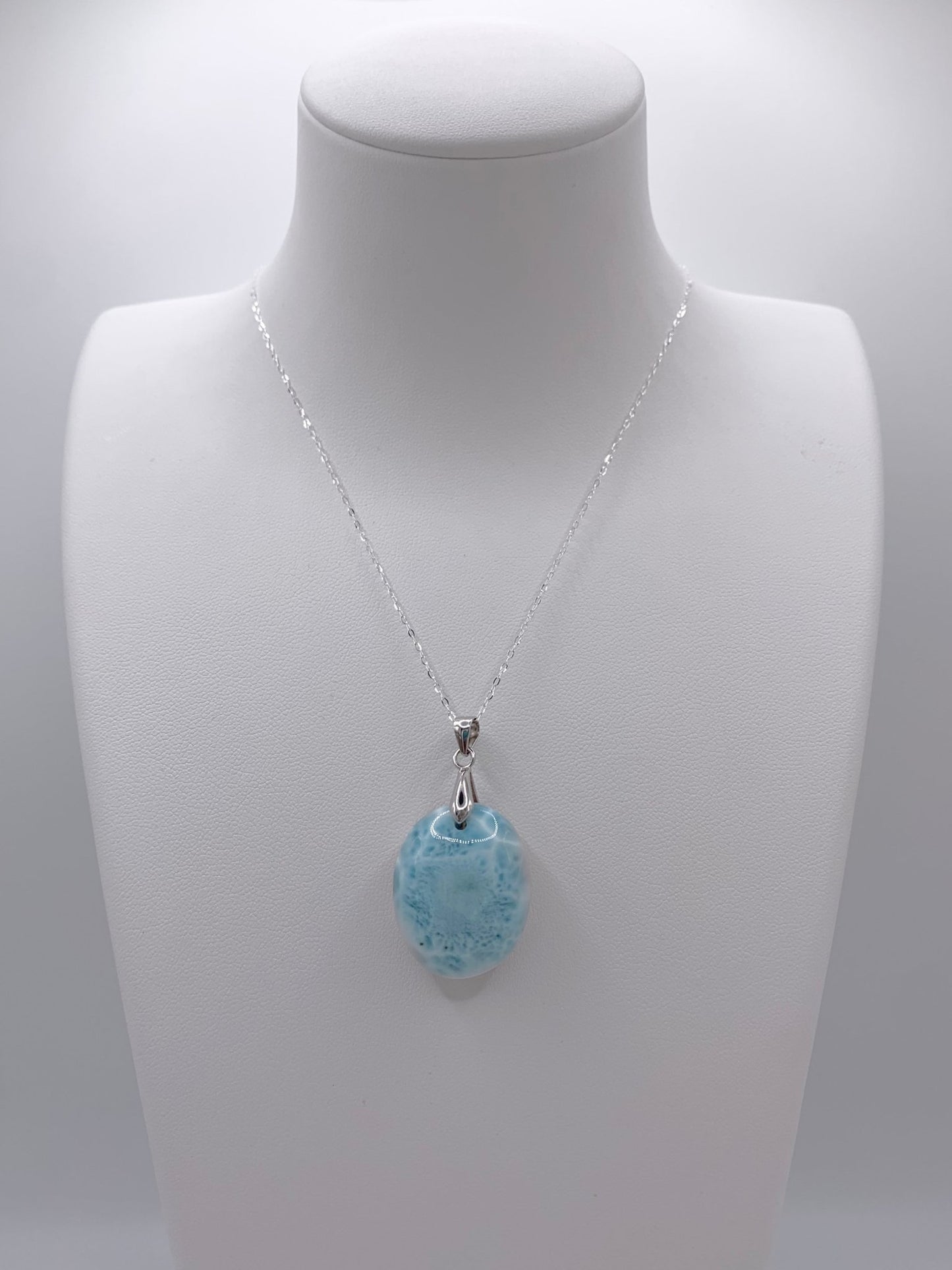 Pendentif en argent et larimar - shop_name Lithothérapie