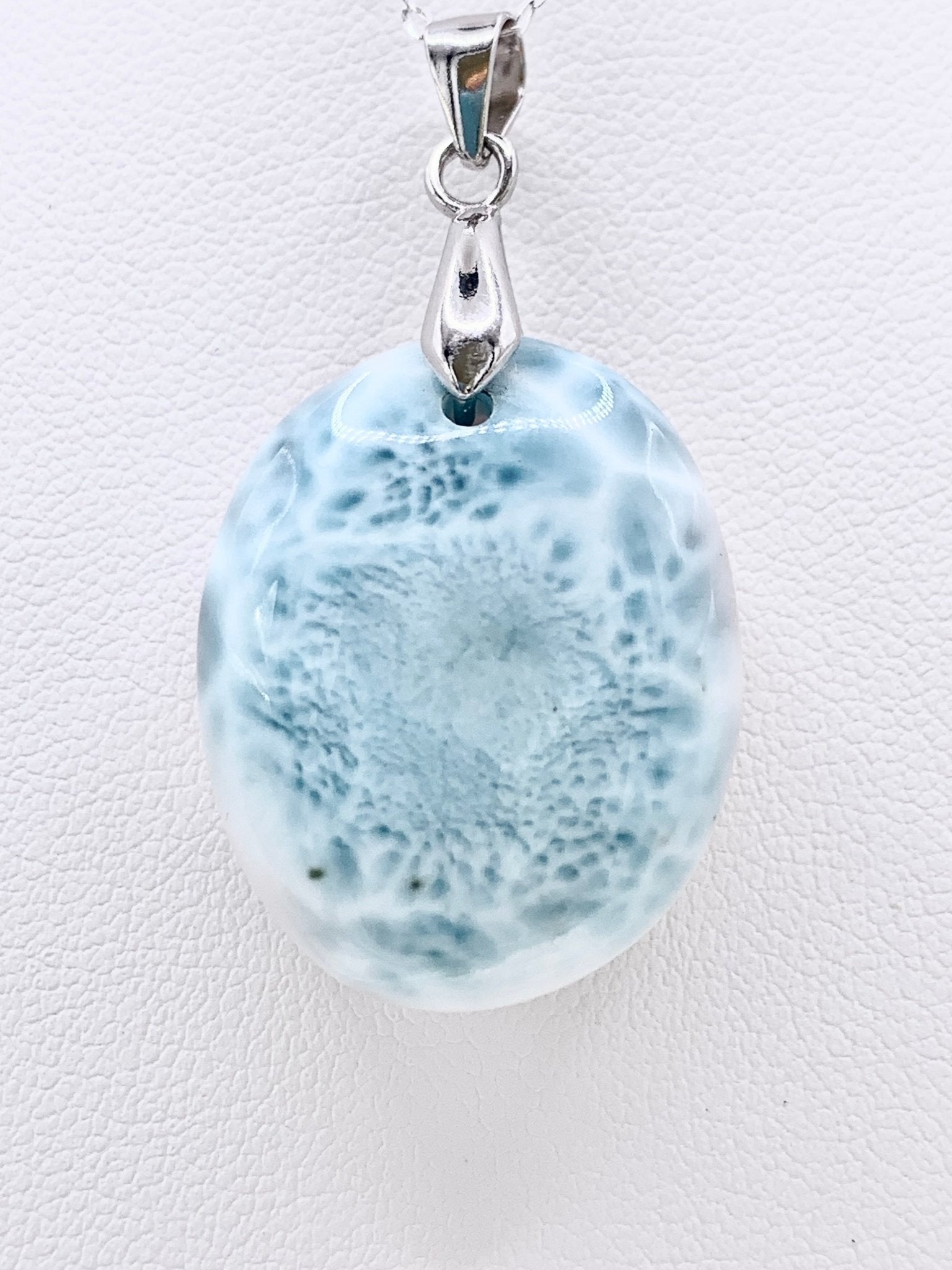 Pendentif en argent et larimar - shop_name Lithothérapie