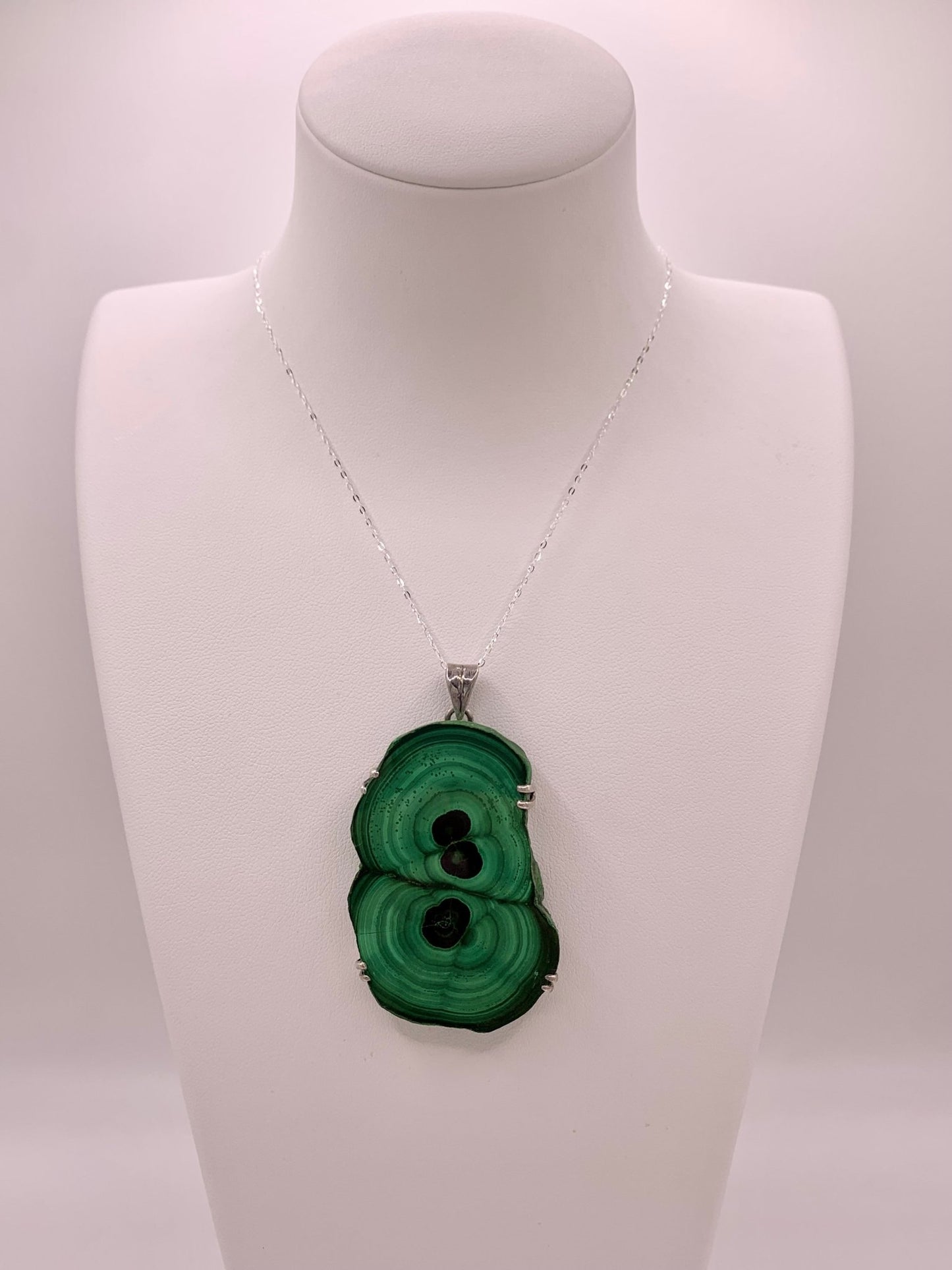 Pendentif en argent et malachite - shop_name Lithothérapie