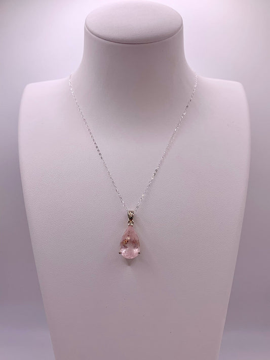 Pendentif en argent et morganite - shop_name Lithothérapie