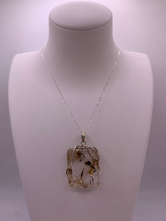 Pendentif en argent et quartz lodolite - shop_name Lithothérapie