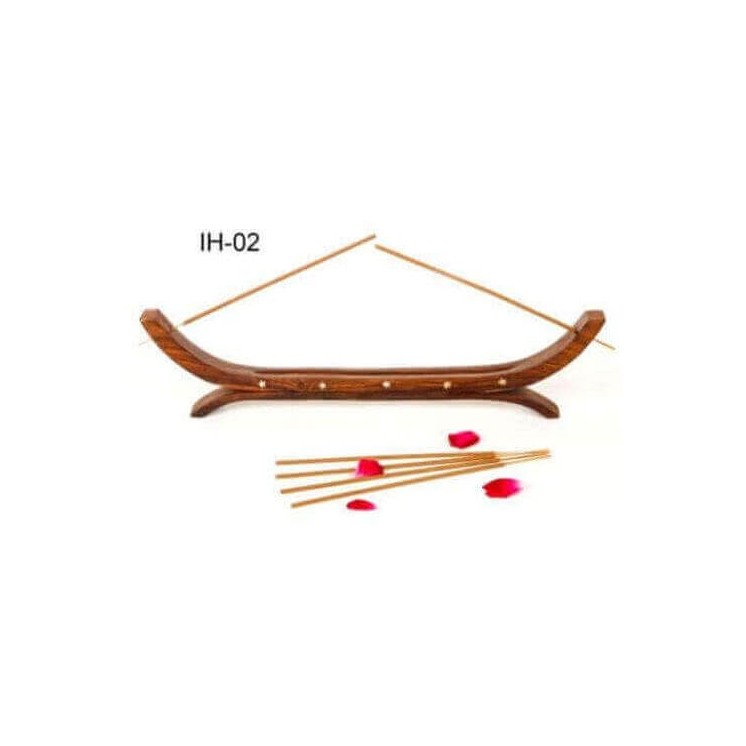 Porte-Encens Bois Double Pirogue 36cm