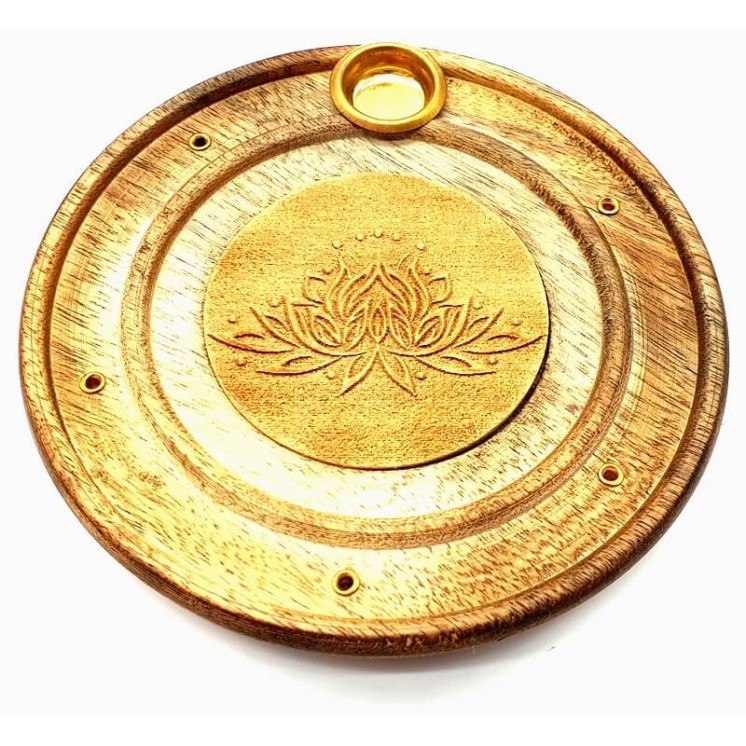 Porte-Encens Bois Rond Lotus 10cm