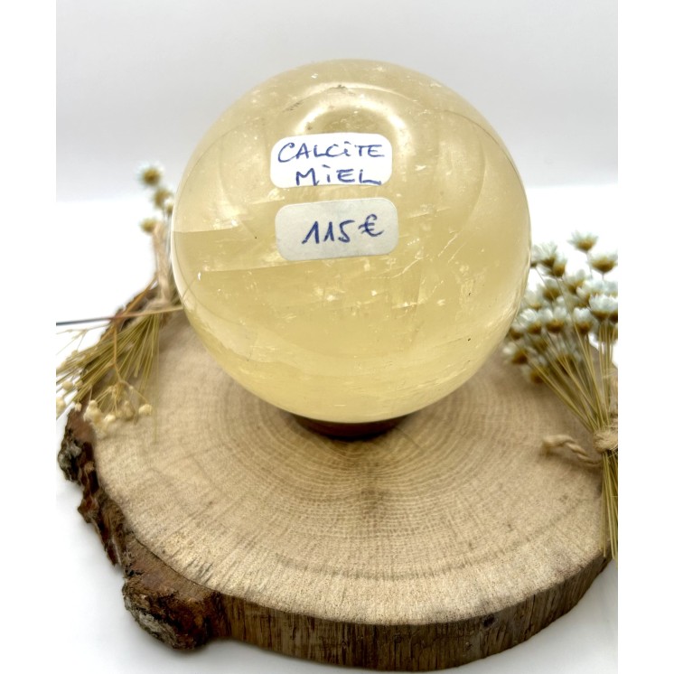 Sphère en calcite miel