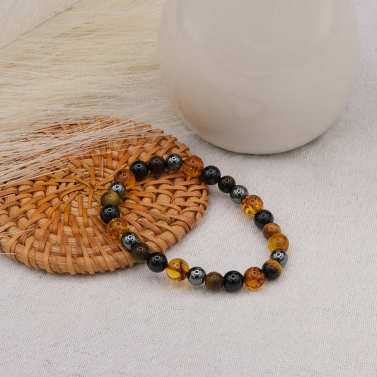 Bracelet en Hématite, Obsidienne et Œil de Tigre