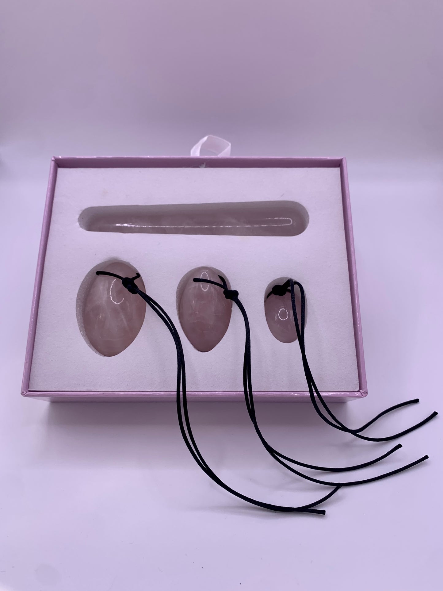 Coffret œufs de Yoni en quartz rose