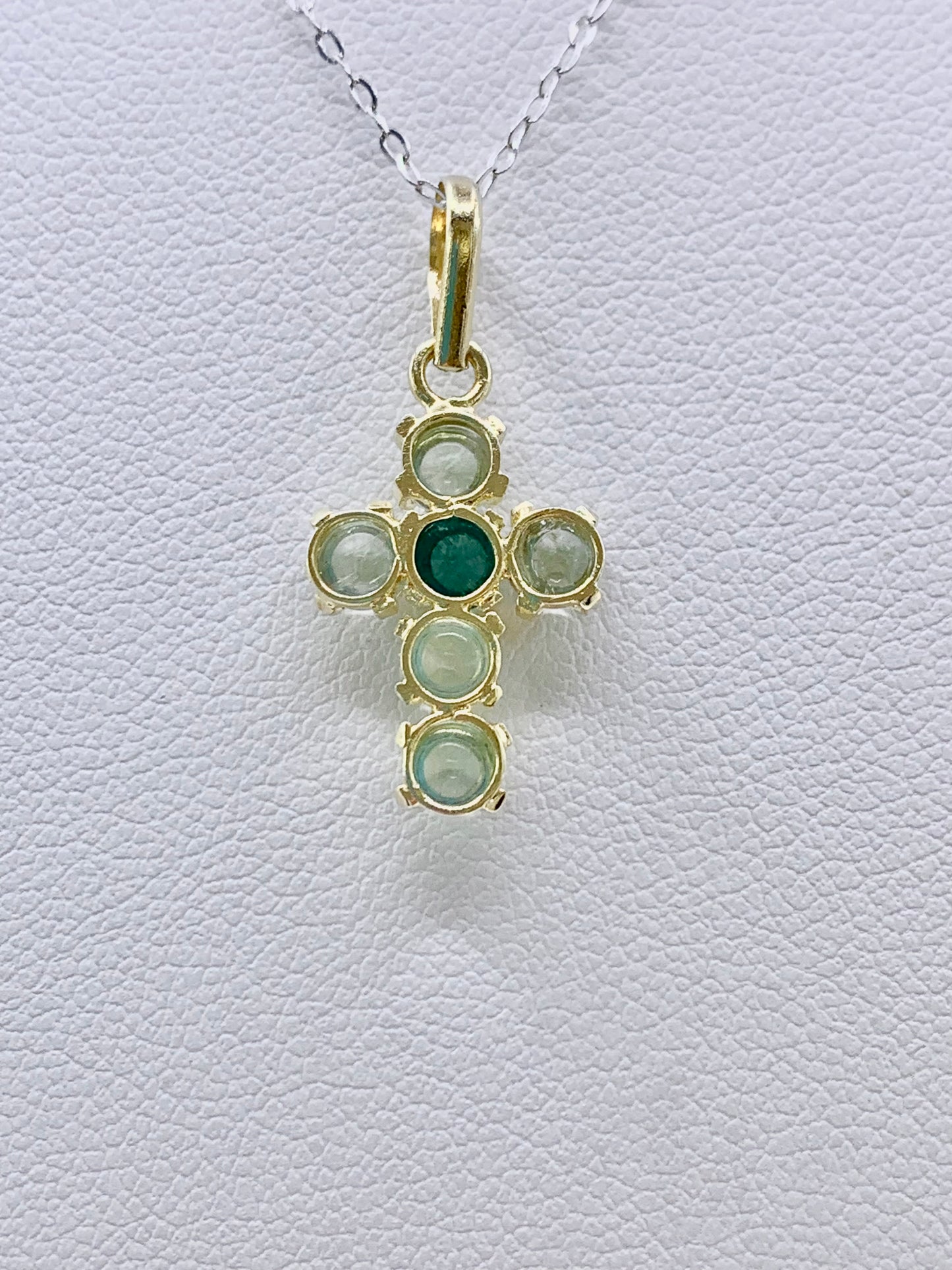 Pendentif croix en vermeil et tourmalines