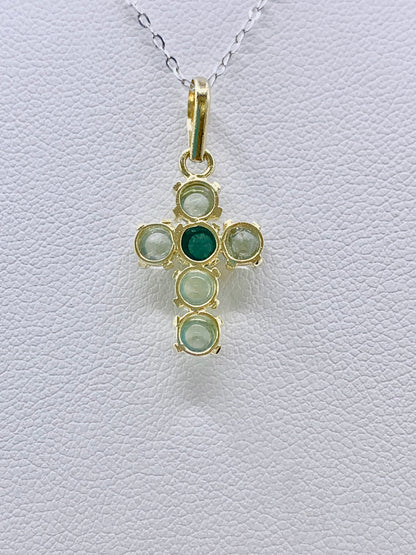 Pendentif croix en vermeil et tourmalines
