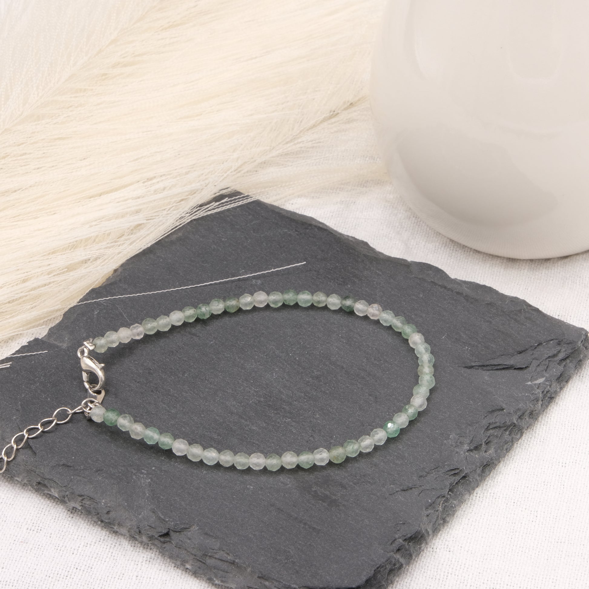 Bracelet Quartz vert 3mm facetté-Terre de Cristal