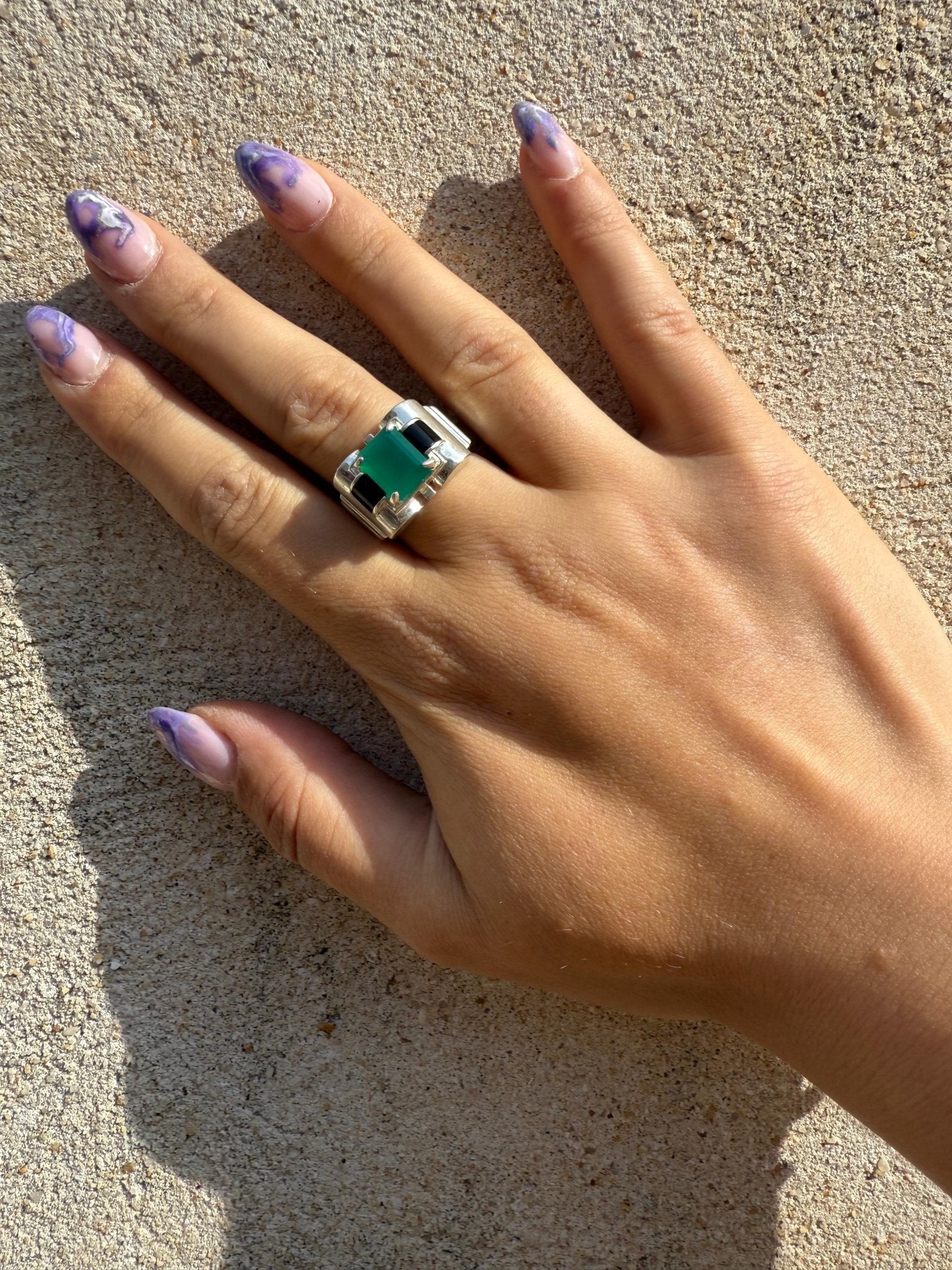 Bague Tank - Agate verte - shop_name Lithothérapie