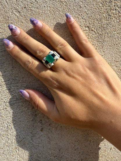 Bague Tank - Agate verte - shop_name Lithothérapie