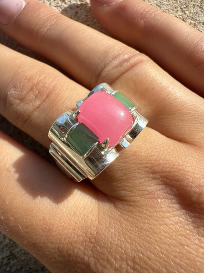 Bague Tank - Jade rose - shop_name Lithothérapie