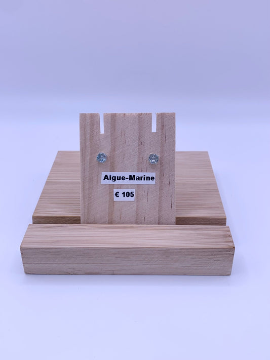 Boucles d’oreilles en argent et aigue marine - shop_name Lithothérapie