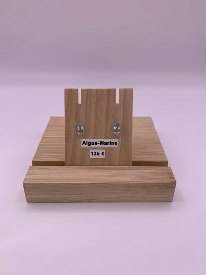 Boucles d’oreilles en argent et aigue marine - shop_name Lithothérapie