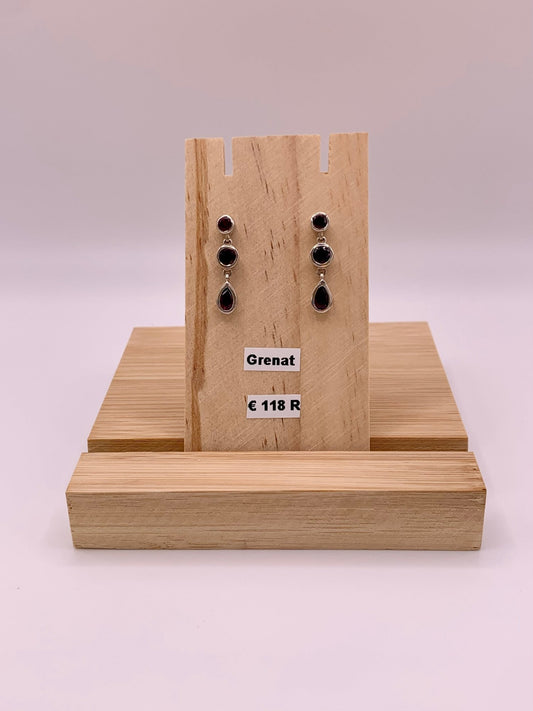 Boucles d’oreilles en argent et grenat - shop_name Lithothérapie