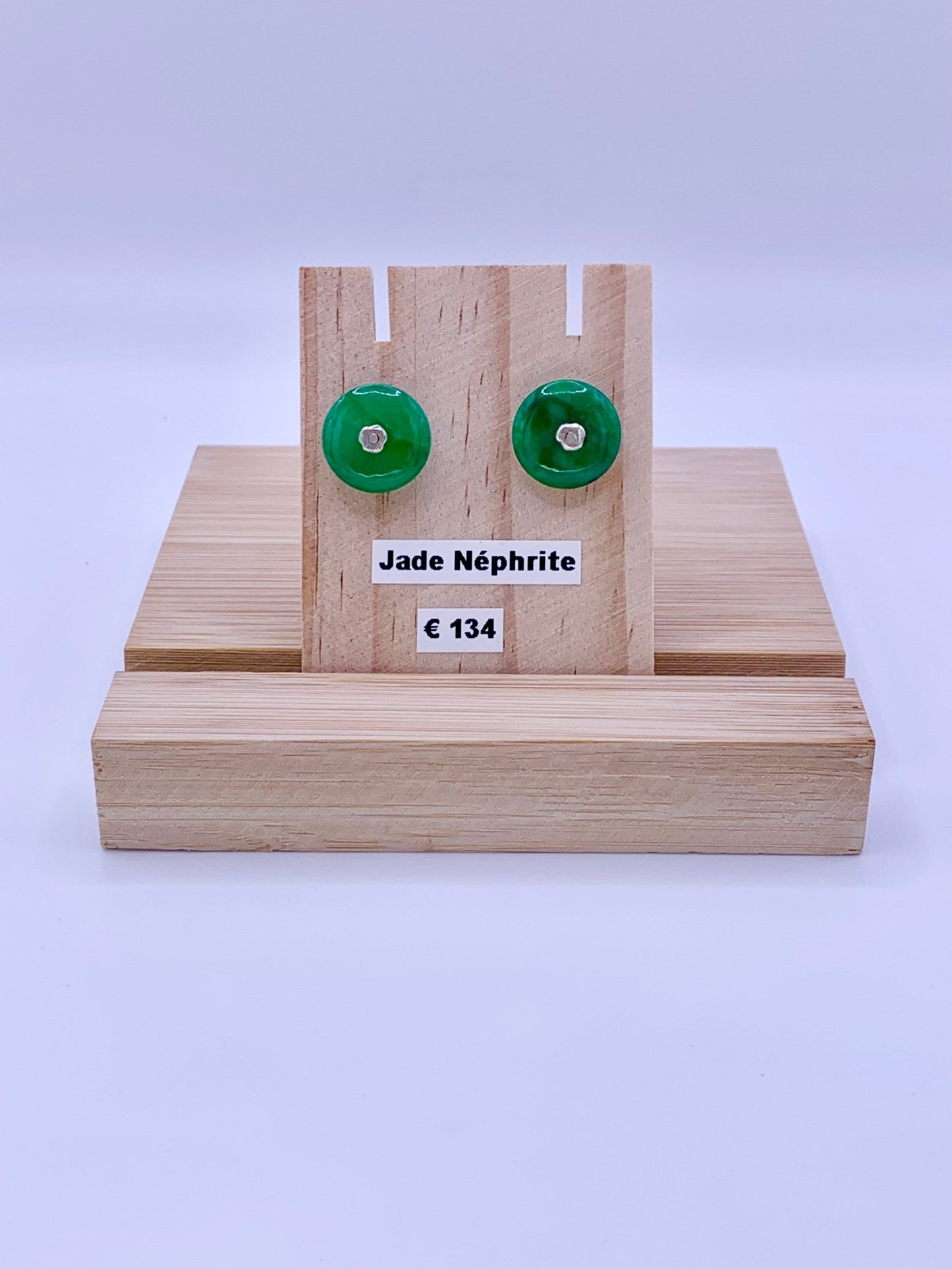 Boucles d’oreilles en argent et jade néphrite - shop_name Lithothérapie