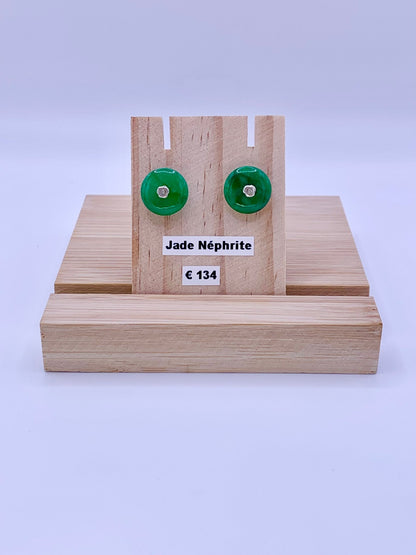 Boucles d’oreilles en argent et jade néphrite - shop_name Lithothérapie