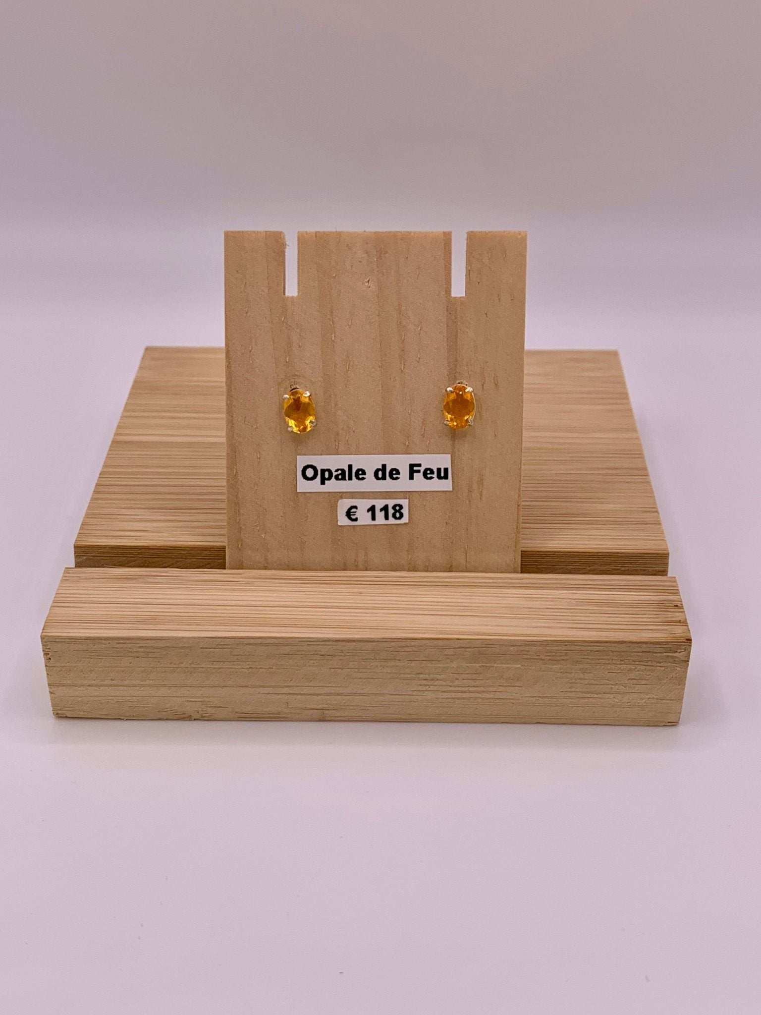 Boucles d’oreilles en argent et opale de feu - shop_name Lithothérapie