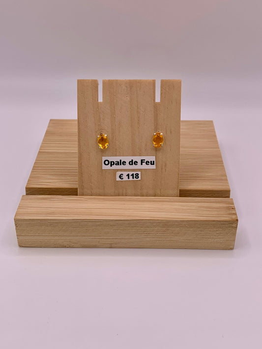 Boucles d’oreilles en argent et opale de feu - shop_name Lithothérapie