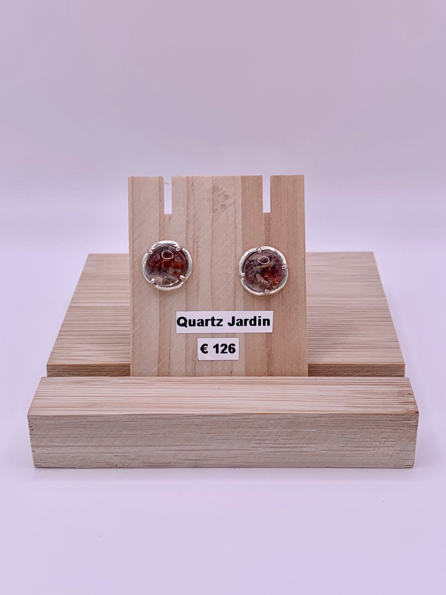 Boucles d’oreilles en argent et quartz jardin - shop_name Lithothérapie