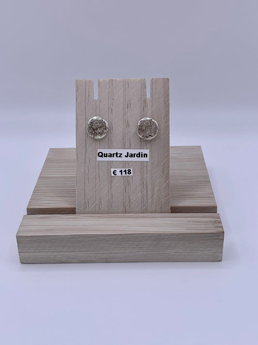 Boucles d’oreilles en argent et quartz jardin - shop_name Lithothérapie