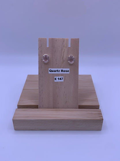 Boucles d’oreilles en argent et quartz rose - shop_name Lithothérapie