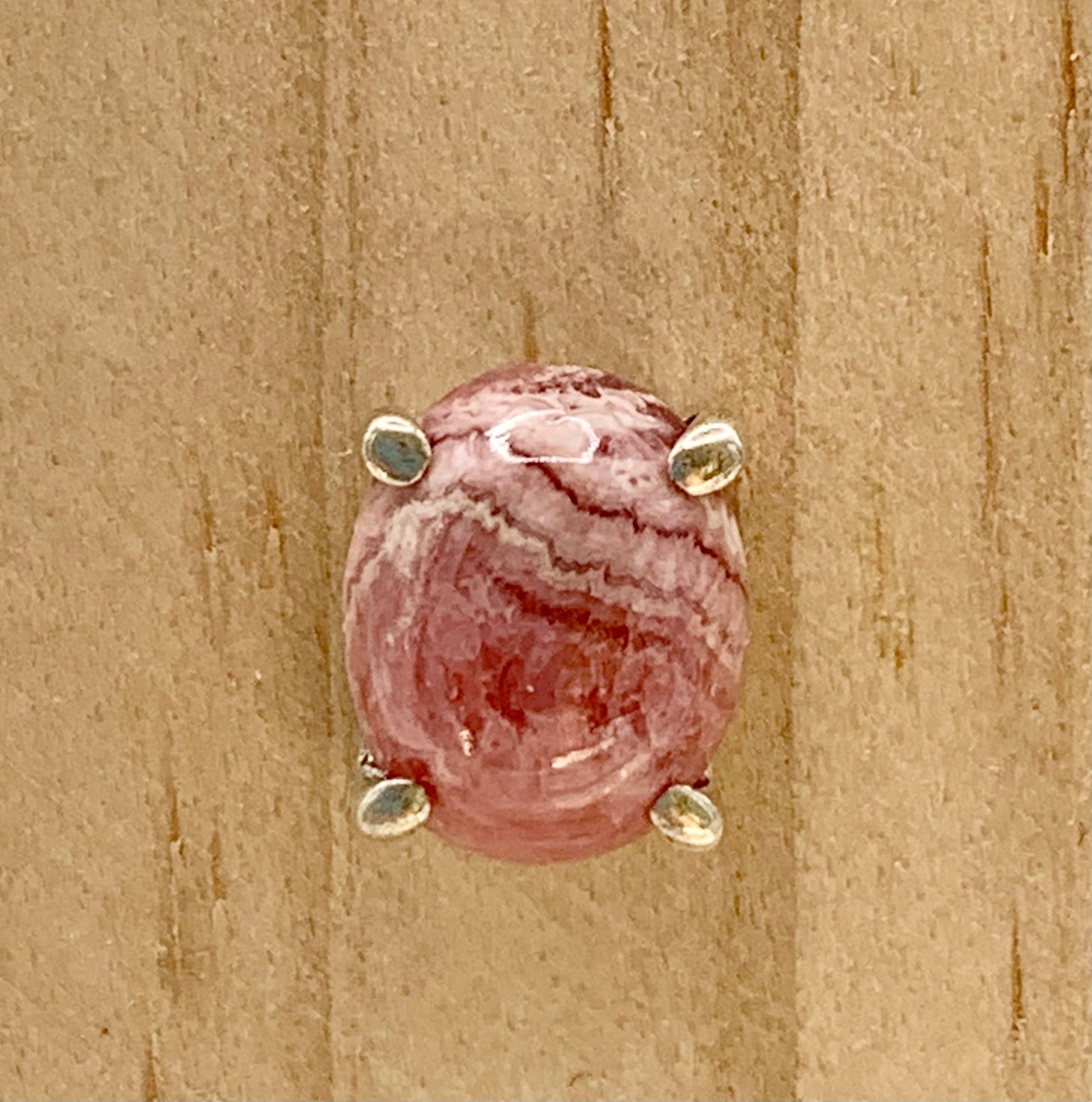 Boucles d’oreilles en argent et rhodacrosite - shop_name Lithothérapie