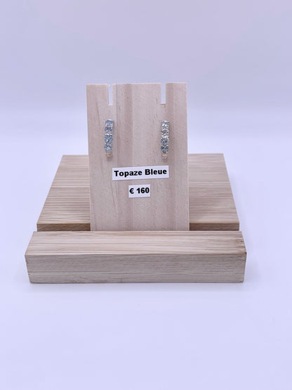 Boucles d’oreilles en argent et topaze bleue - shop_name Lithothérapie