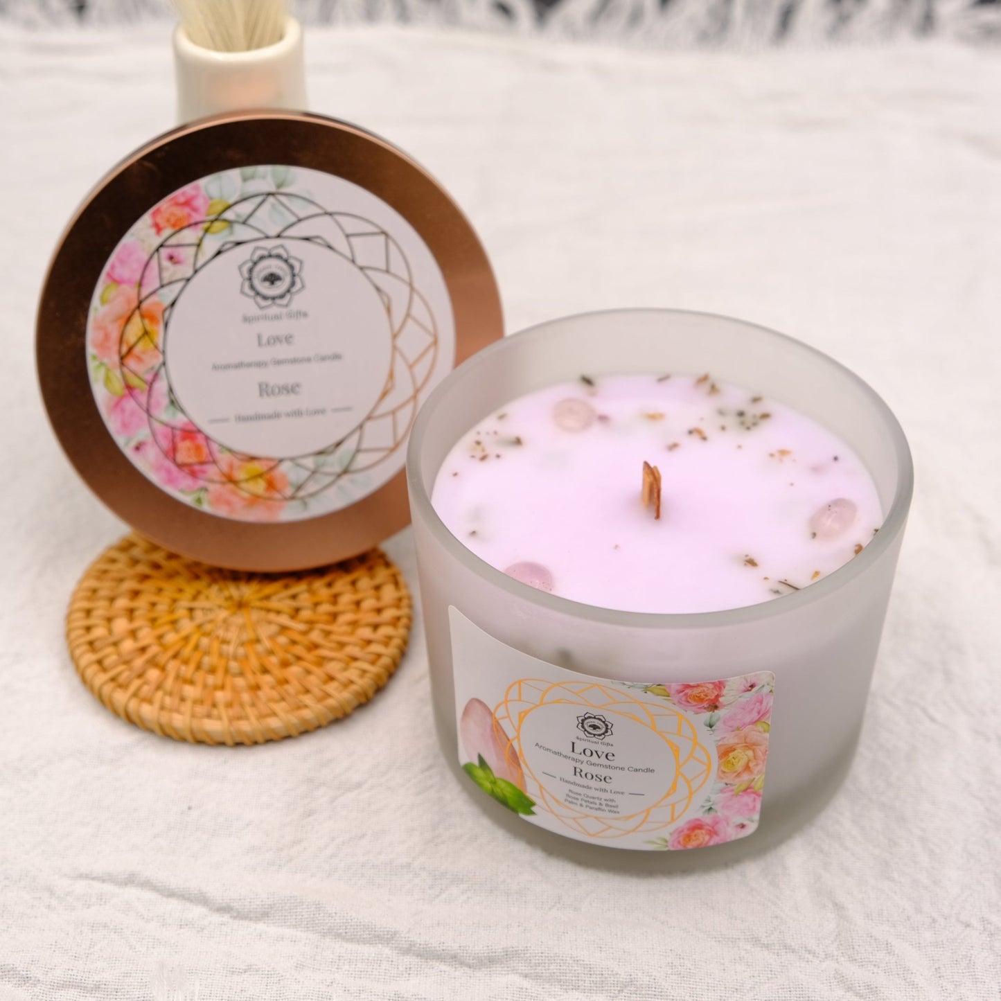 Bougie Amour à la rose - shop_name Lithothérapie