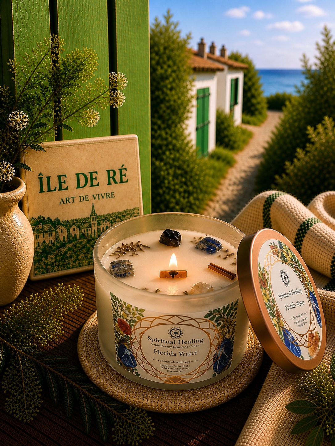 Bougie Parfumée Agua Florida & Lapis Lazuli – Fraîcheur Lumineuse - shop_name Lithothérapie