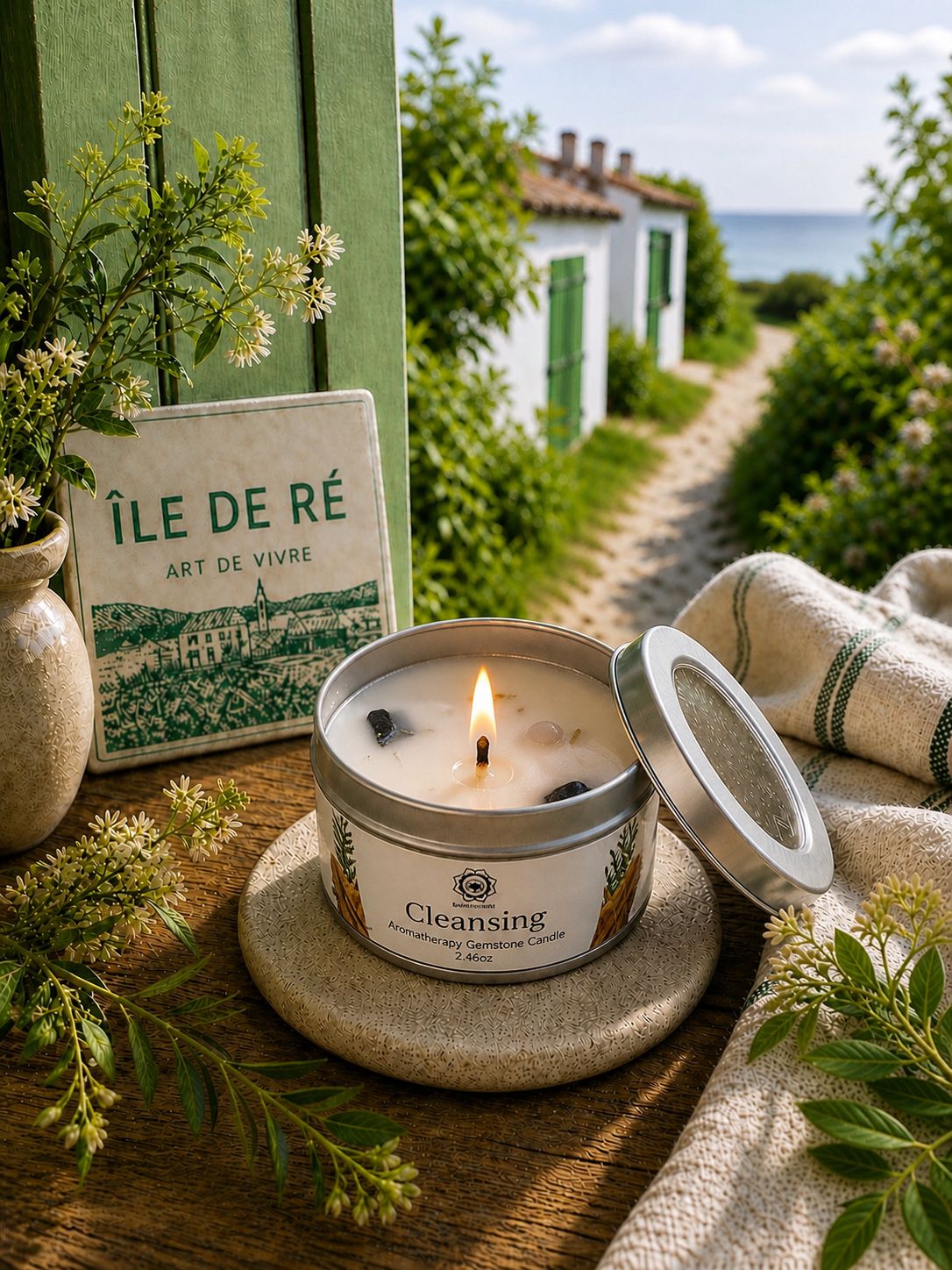 Bougie Parfumée Bois de Santal & Tourmaline Noire – Ambiance Profonde - shop_name Lithothérapie