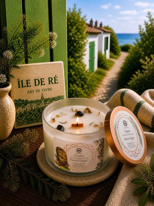 Bougie Parfumée Gingembre Doux & Oeil de Tigre – Chaleur Épicée - shop_name Lithothérapie