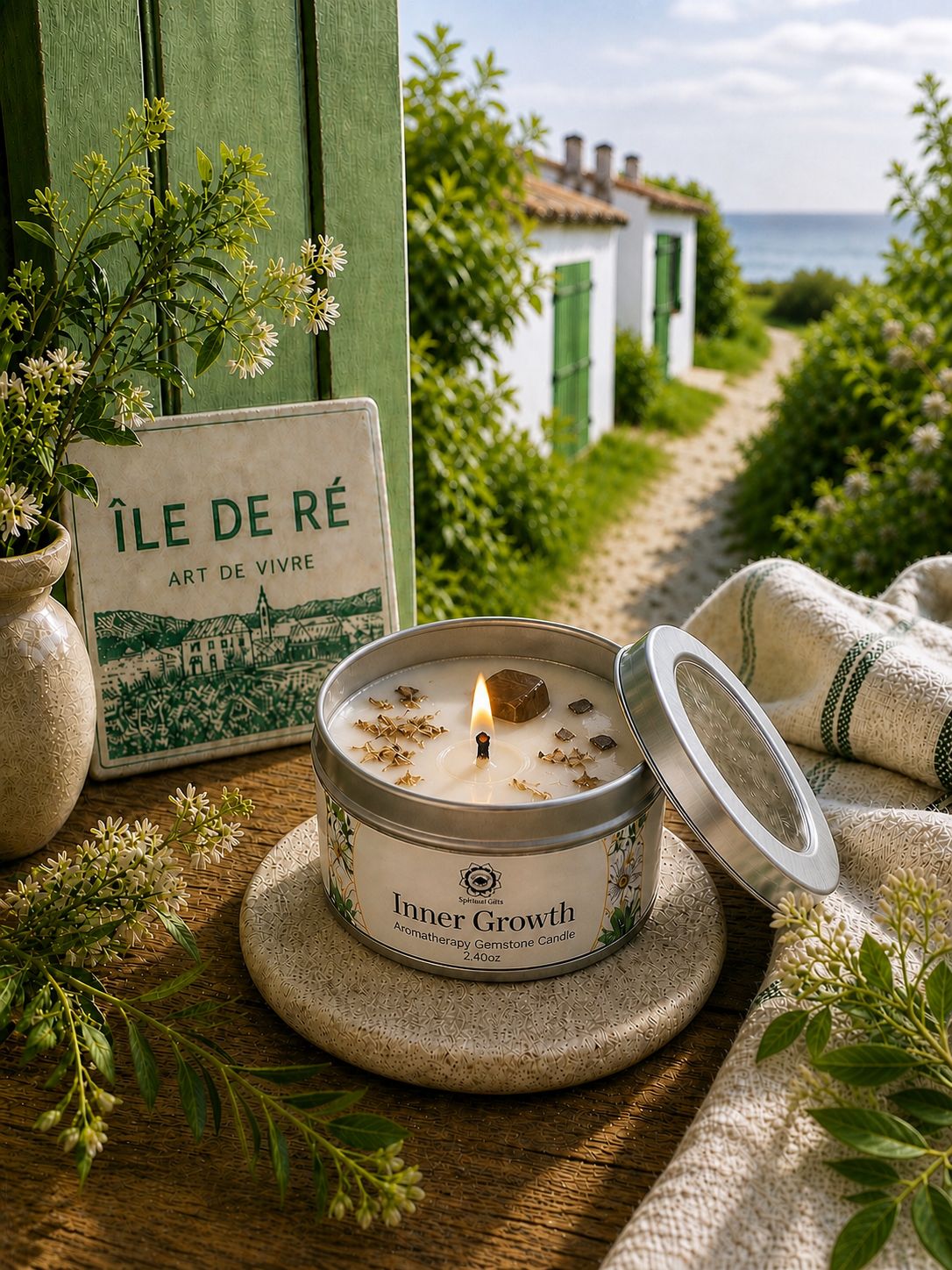 Bougie Parfumée Menthe & Pierre de Lune – Fraîcheur Apaisante - shop_name Lithothérapie